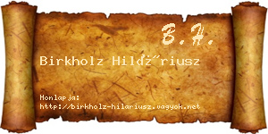 Birkholz Hiláriusz névjegykártya